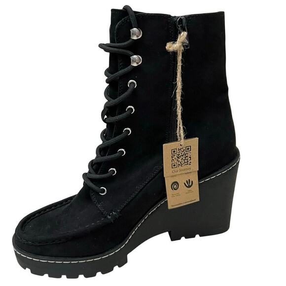 NWT Cool Planet Steve Madden Marsh Boots Black Wmn’s Sz 11 Sustainable Lug Sole - Picture 3 of 15